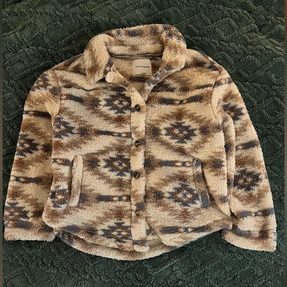 Lucky Brand Aztec Sherpa Fleece Jacket – Boho Southwest – Size M